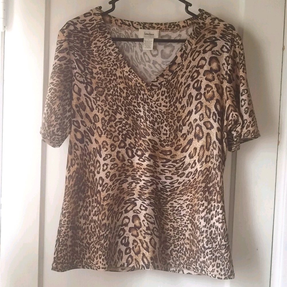 Neiman Marcus Leopard V-neck
